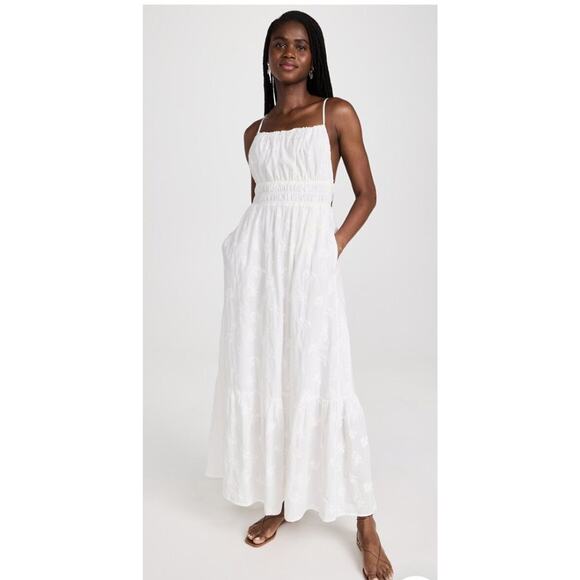Trovata Dresses & Skirts - TROVATA Birds of Paradis M Medium White Embroidered Tiered Maxi Dress Mirabella
